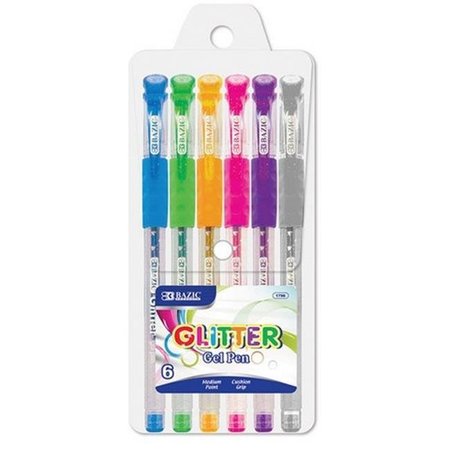 BAZIC PRODUCTS Bazic 1796     6 Glitter Color Essence Gel Pen w/ Cushion Grip Case of 24 1796